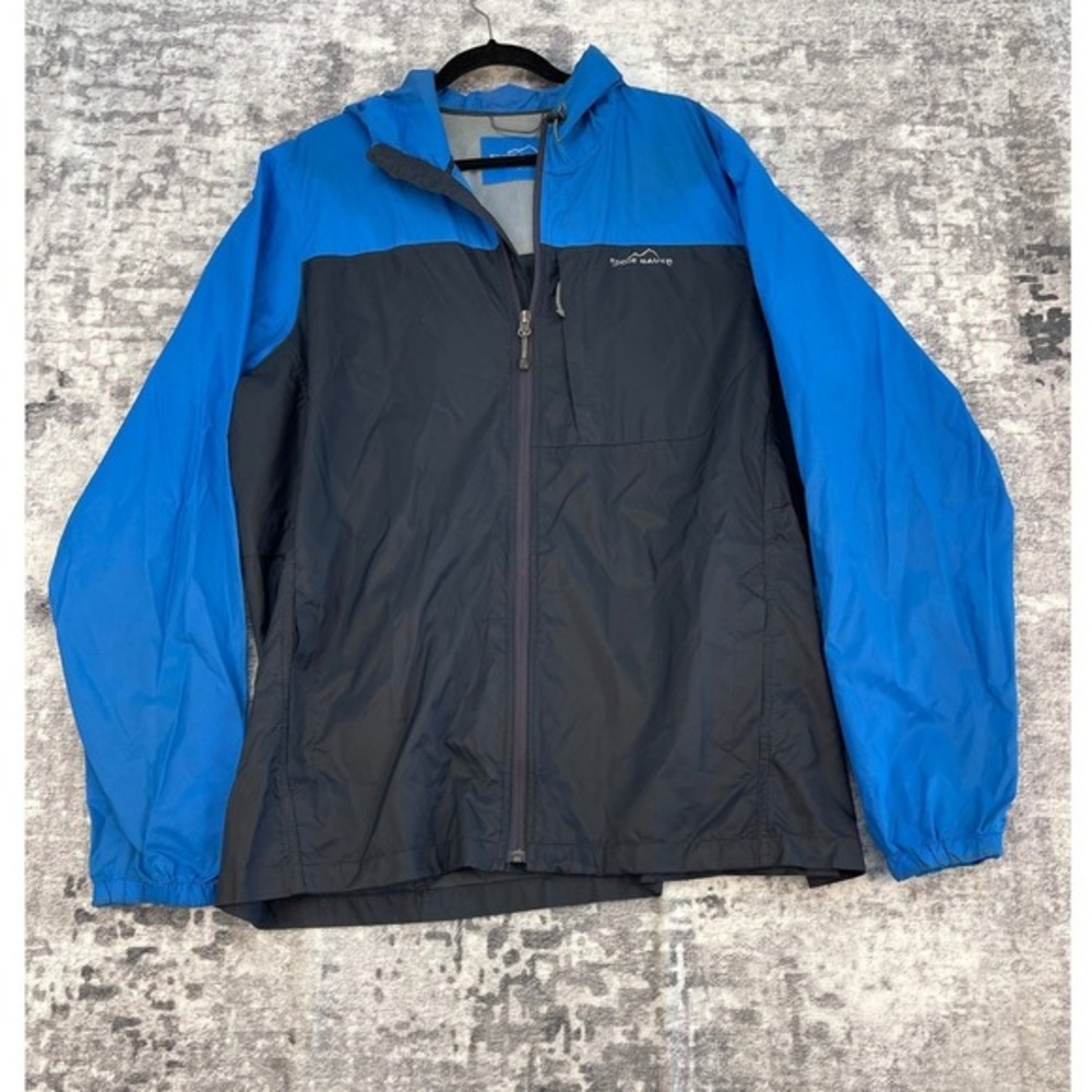Eddie Bauer Tall XL Blue Black Full Zip Hooded Lightweight Jacket Men